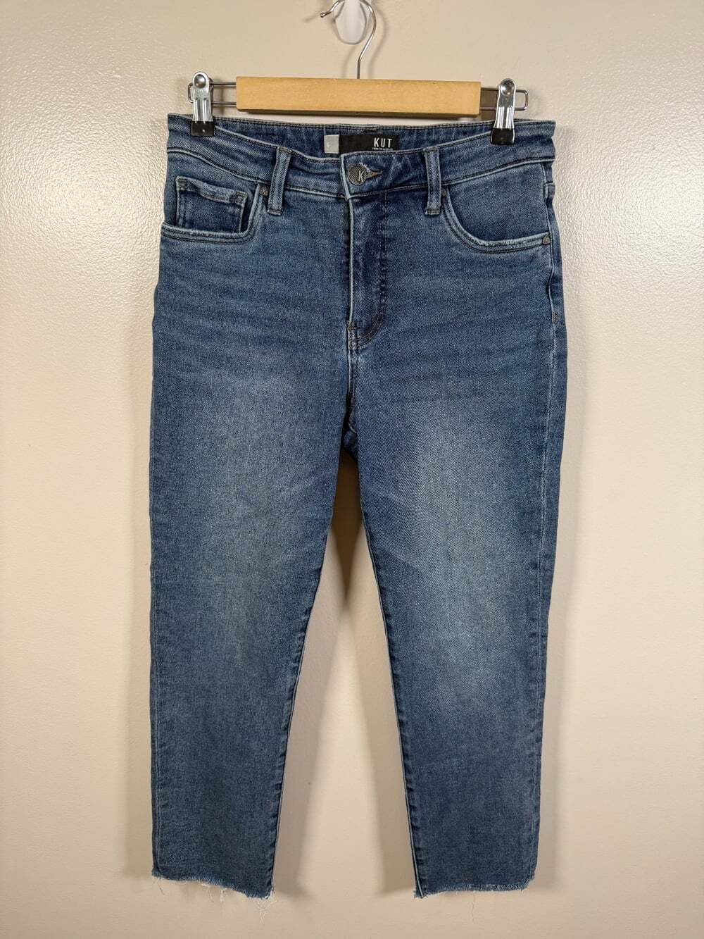 Kut from the Kloth Reese Fab Ankle Straight Jeans Size 6 High Rise Blue Denim